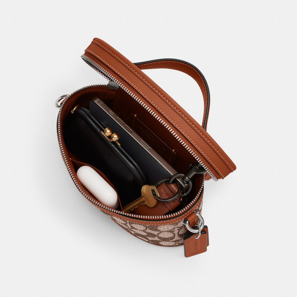 Coach Trail Bag In Crystal Signature Jacquard In Brown