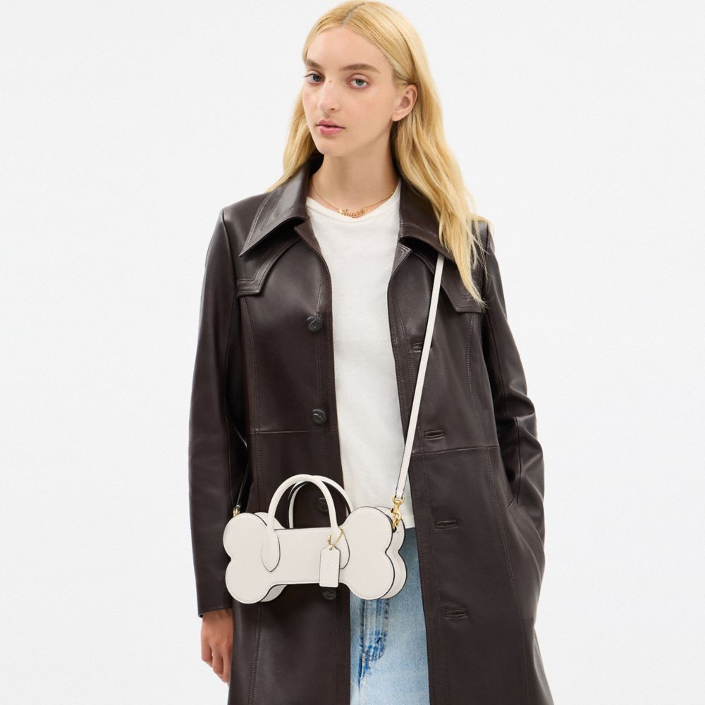 COACH®,Bone Bag,Leather,Crossbody,3D Embellishment,Brass,Day Party,White