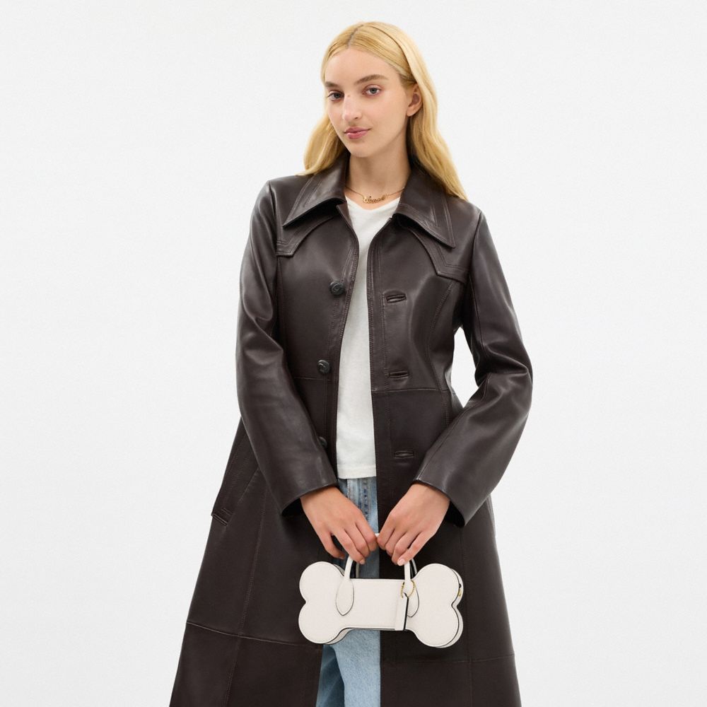 COACH®,Bone Bag,Leather,Crossbody,3D Embellishment,Brass,Day Party,White,Detail View