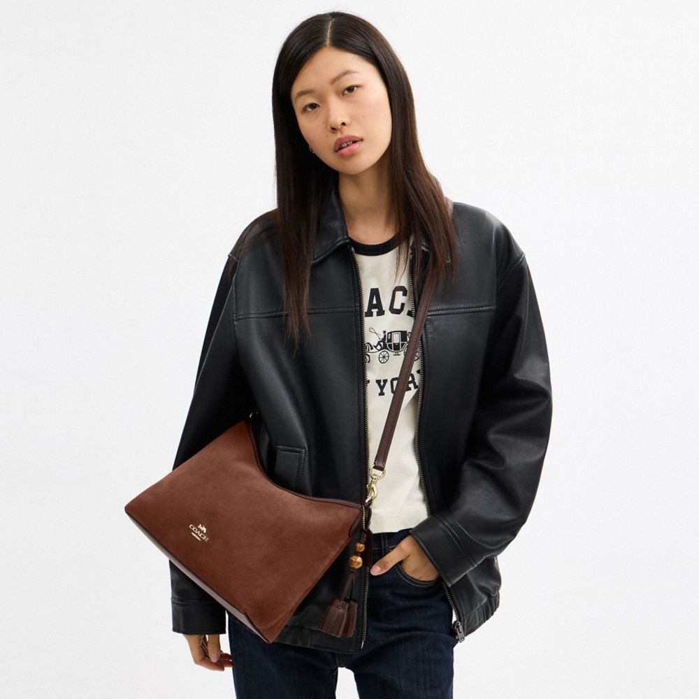 COACH®,Laurel Shoulder Bag With Tassels,Brown