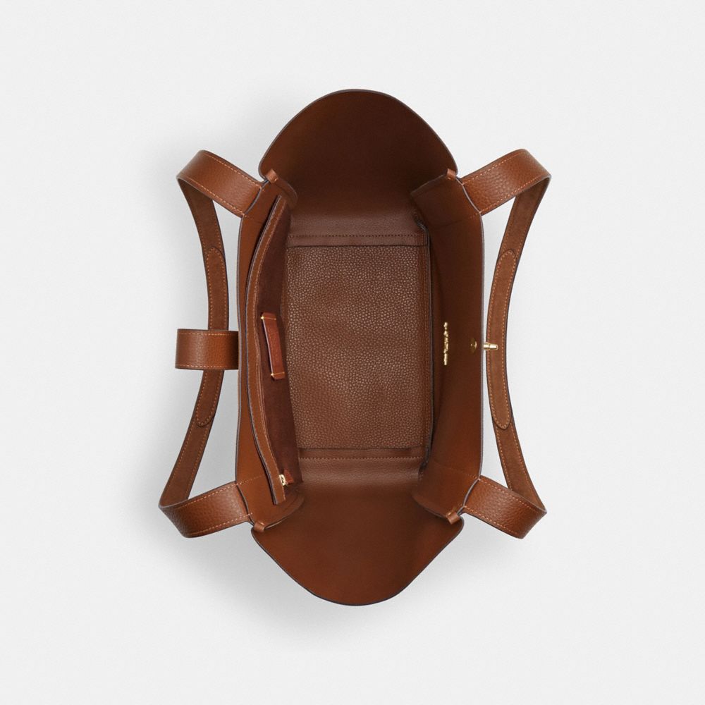COACH®,CABAS À FERMOIR PIVOTANT HADLEY,Or/Sienne,Inside View,Top View