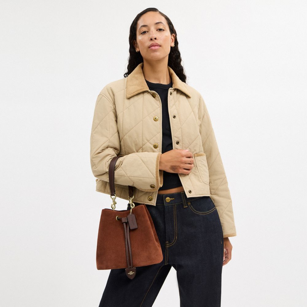 COACH®,Rowan Bucket Bag,Brown,Detail View