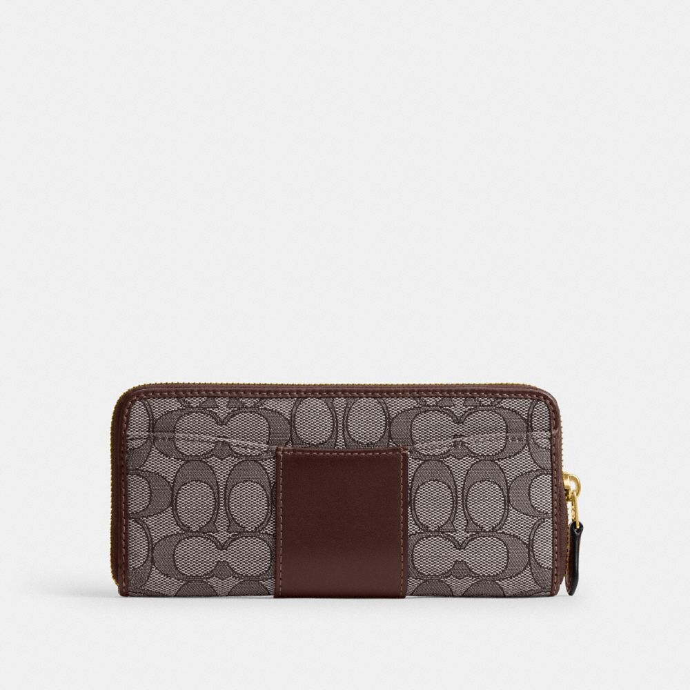 Coach Essential Slim Accordion Zip Wallet In Signature Jacquard In Brown