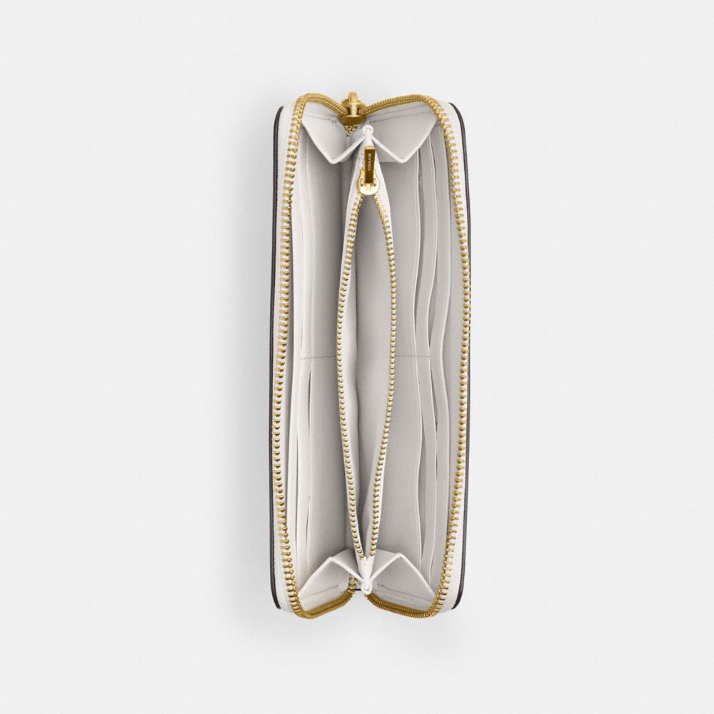 COACH®,エッセンシャル スリム アコーディオン ジップ ウォレット・ステッカー プリント,長財布,ﾌﾞﾗｽ/ﾁｮｰｸ ﾏﾙﾁ