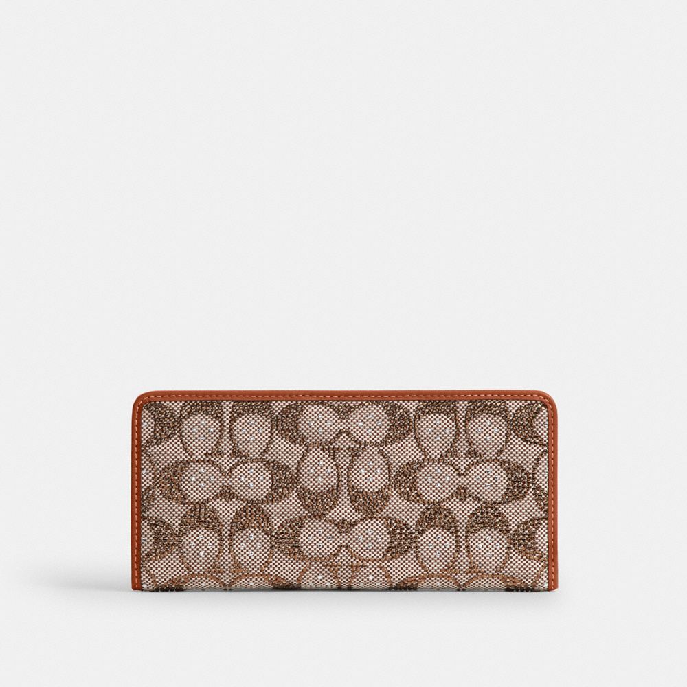 Coach Essential Slim Wallet In Crystal Signature Jacquard