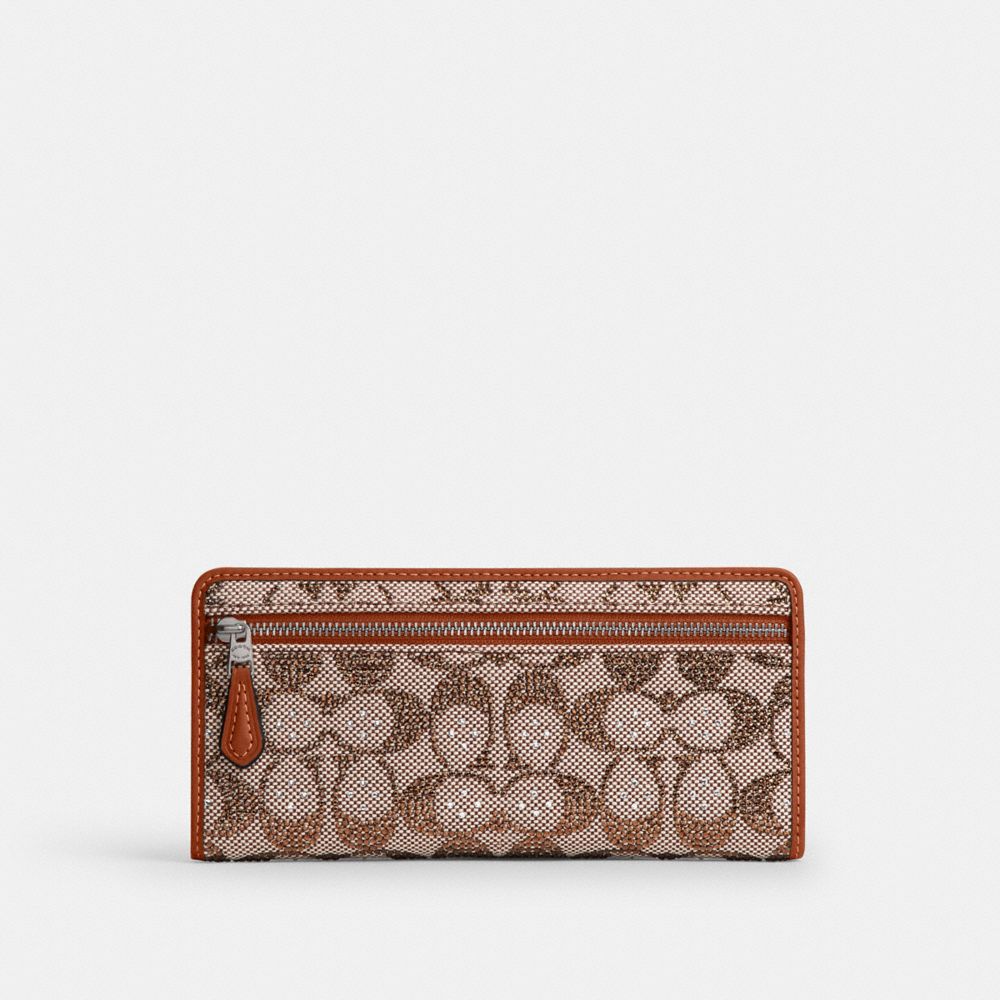Coach Essential Slim Wallet In Crystal Signature Jacquard