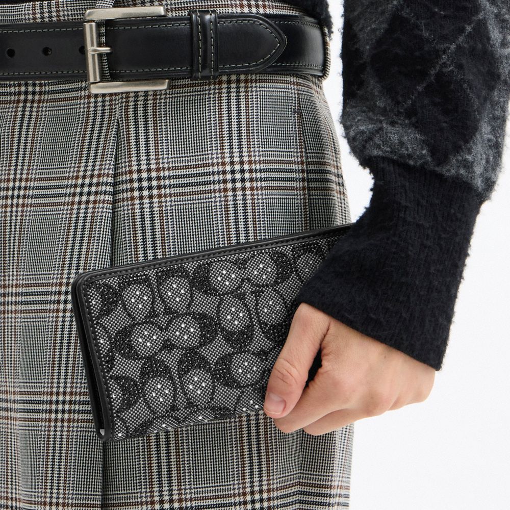 Coach Essential Slim Wallet In Crystal Signature Jacquard In Multi