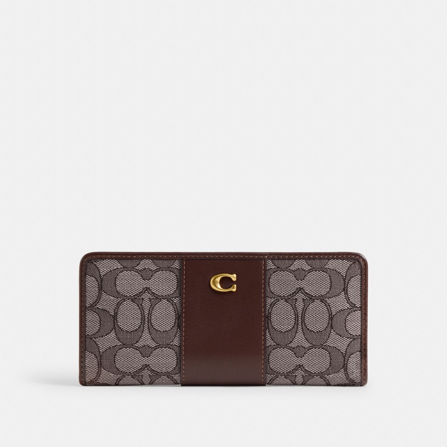 Женский кошелёк Coach Essential Slim Wallet In Signature Jacquard, цвет: Латунный / Кленовый — фото 1