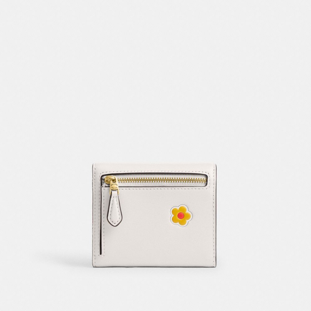 Coach Mila Small Flap Wallet With Sticker Print In White
