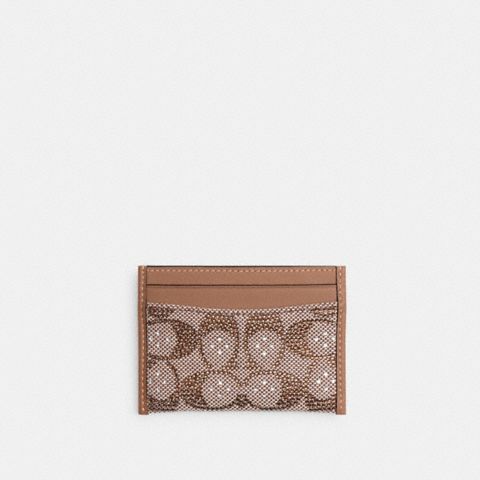 Coach Essential Card Case In Crystal Signature Jacquard