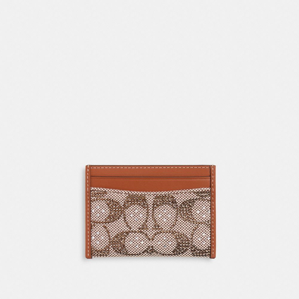 Coach Essential Card Case In Crystal Signature Jacquard