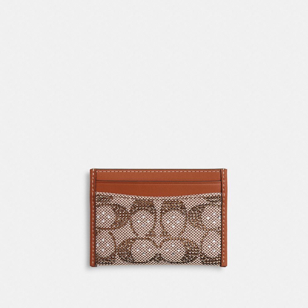 Coach Essential Card Case In Crystal Signature Jacquard