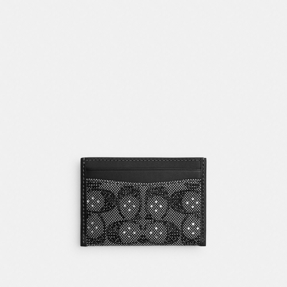 Coach Essential Card Case In Crystal Signature Jacquard In Multi