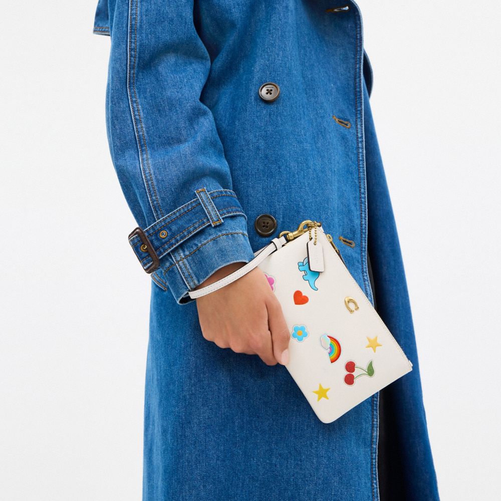 Coach Essential Small Wristlet With Sticker Print In Multi