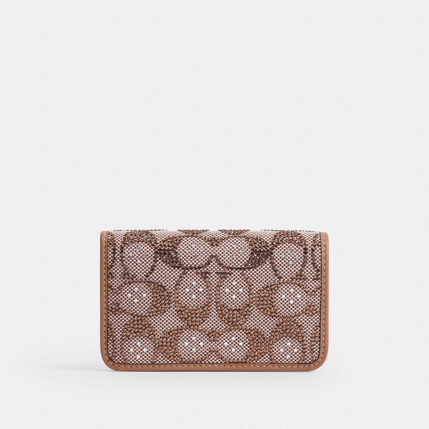 Тонкий футляр для карт Coach Essential из жаккарда Crystal Signature, цвет: Латунный / Серо-бежевый — фото 1