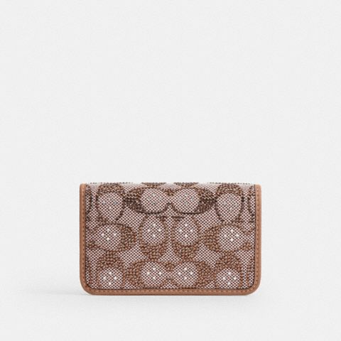 Coach Essential Slim Card Case In Crystal Signature Jacquard