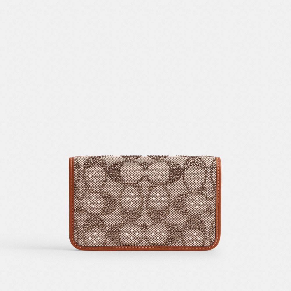 Coach Essential Slim Card Case In Crystal Signature Jacquard