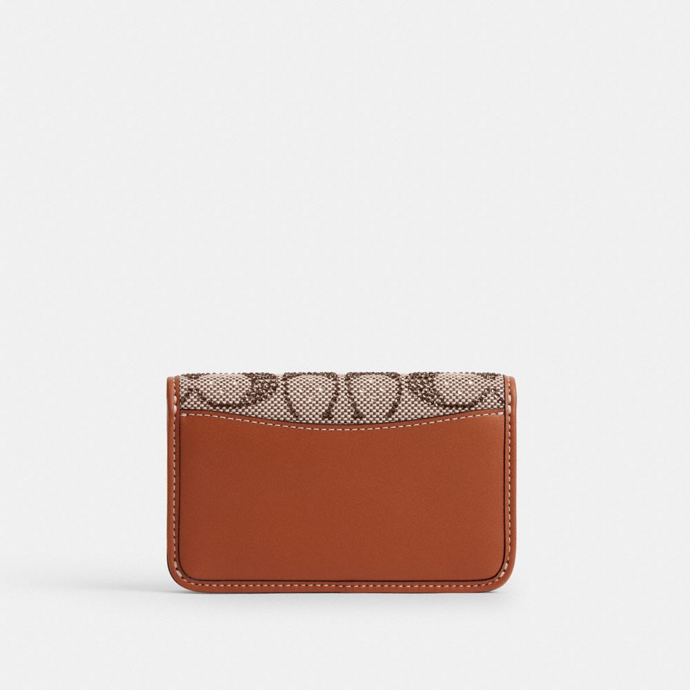 Coach Essential Slim Card Case In Crystal Signature Jacquard