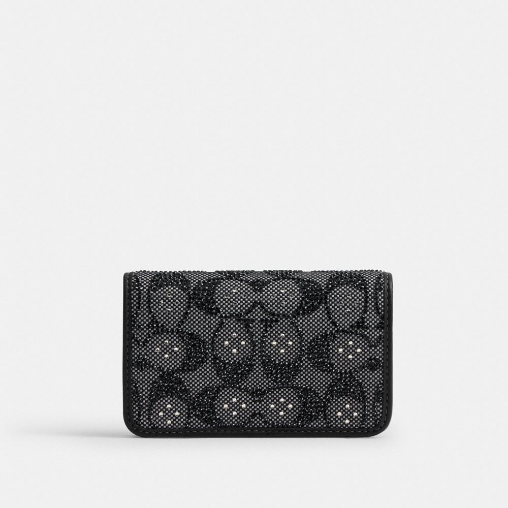 Coach Essential Slim Card Case In Crystal Signature Jacquard In Multi