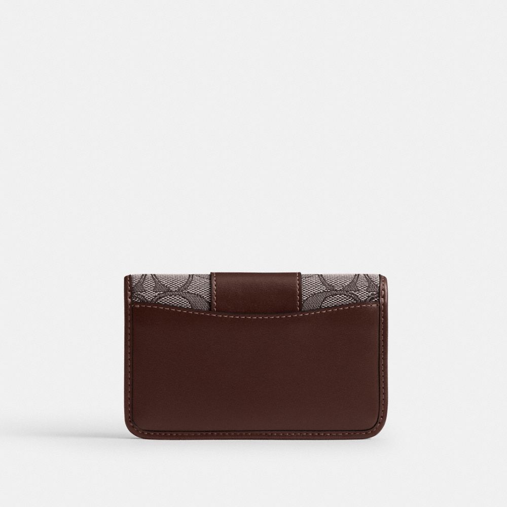 Coach Essential Slim Card Case In Signature Jacquard In Brown