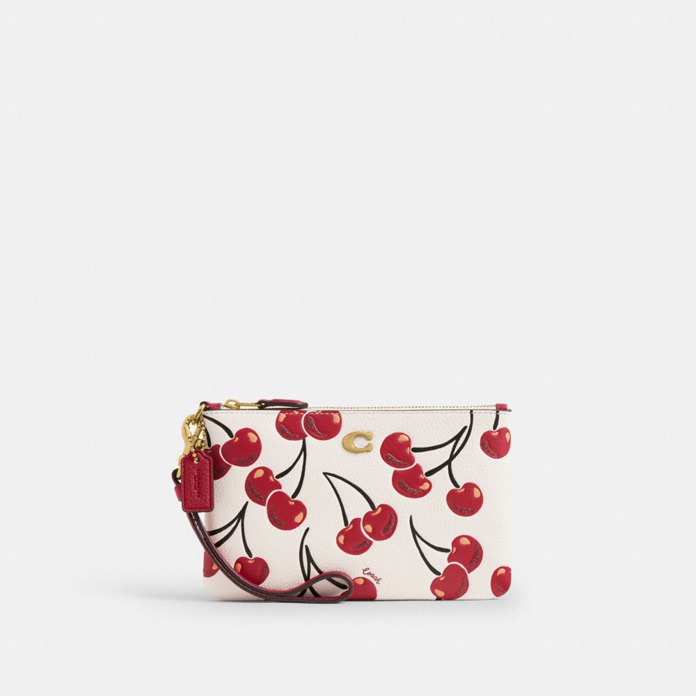 COACH®,Boxed Essential Small Wristlet With Cherry Print,,Front View