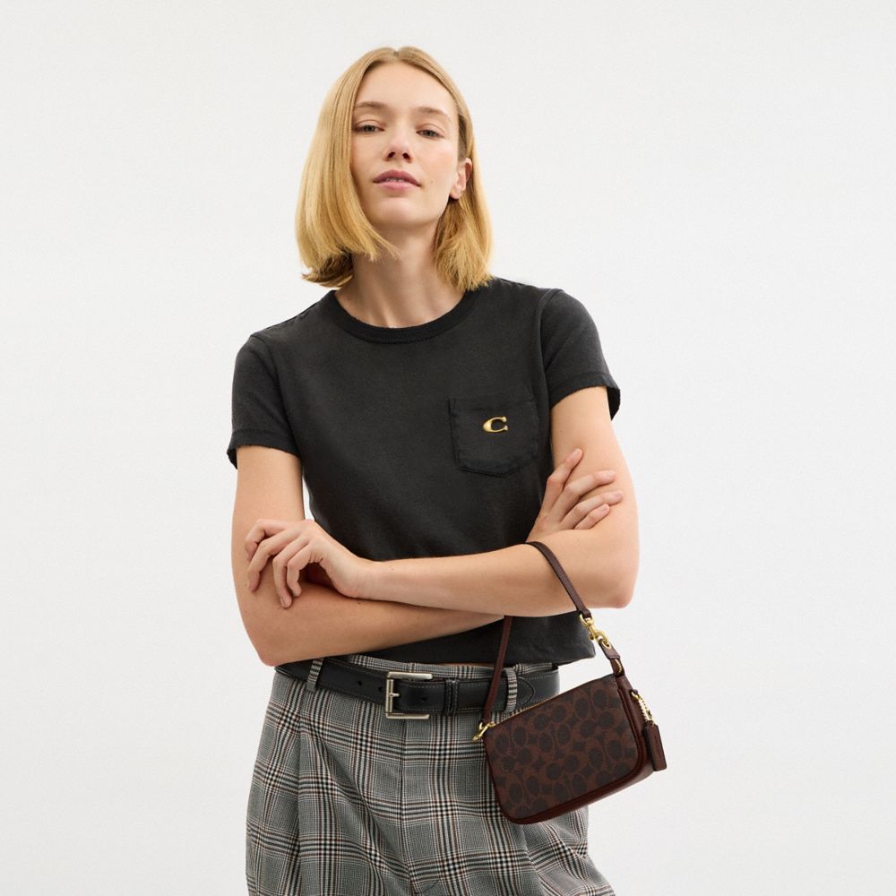 COACH®,Plaza Bag 18 In Signature Canvas,Canvas,Fabric,Leather,Calfskin Leather,Shoulder Bag,Logo,2 in 1,Lined,Compact,Bras...,Brown,Detail View