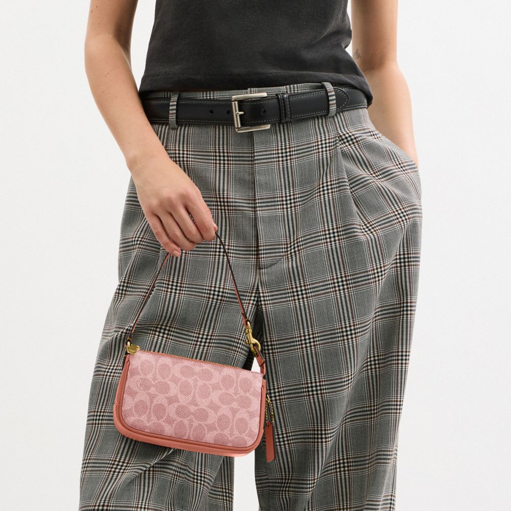 COACH®,Plaza Bag 18 In Signature Canvas,Calfskin Leather,Leather,Canvas,Fabric,Shoulder Bag,Logo,Compact,Lined,2 in 1,Bras...,Pink,Detail View