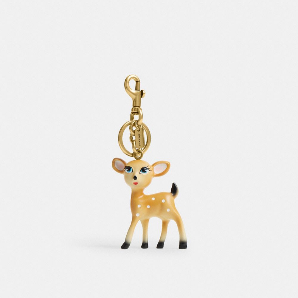 Coach Small Deer Bag Charm In Brown