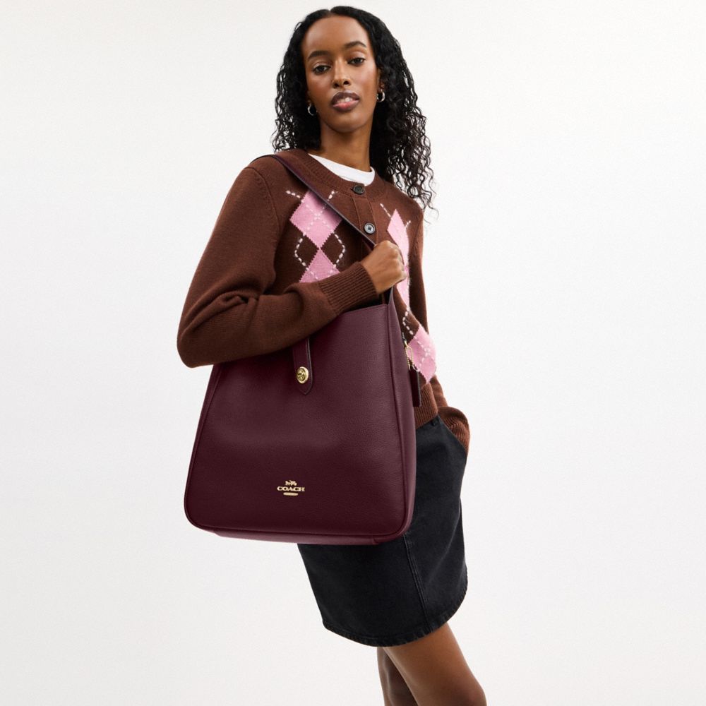 COACH®,GRAND SAC ÉPAULE HADLEY,Im/Pin Foncé,Detail View