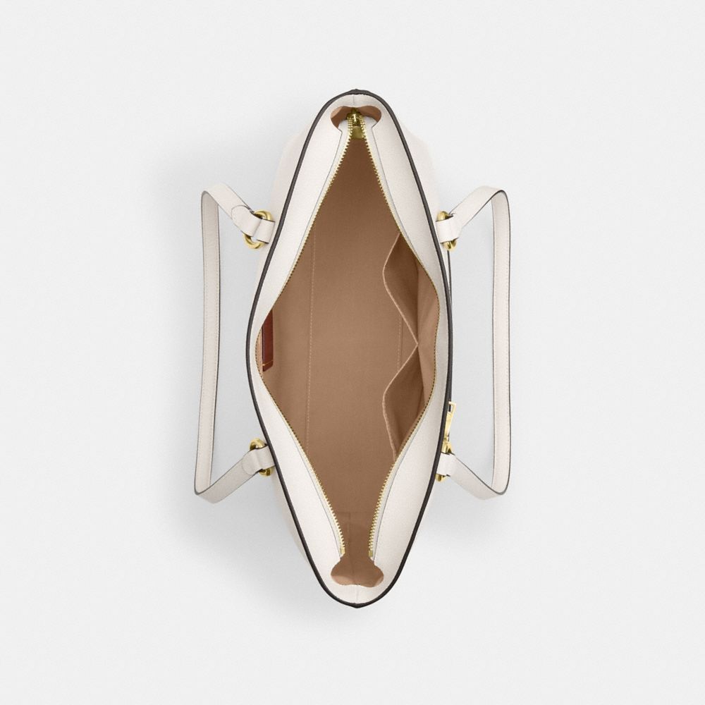 COACH®,CABAS STATION,Cuir Cross-grain,Or/Craie,Inside View,Top View