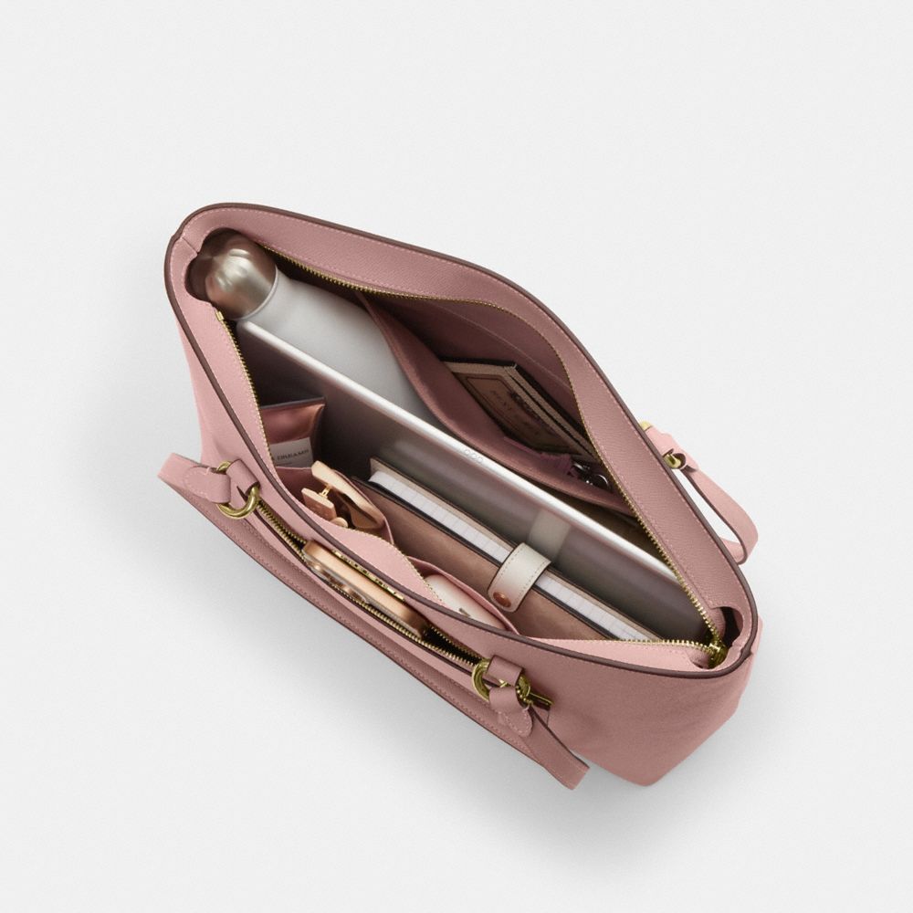 COACH®,CABAS STATION,Cuir Cross-grain,Or/œillet,Inside View,Top View