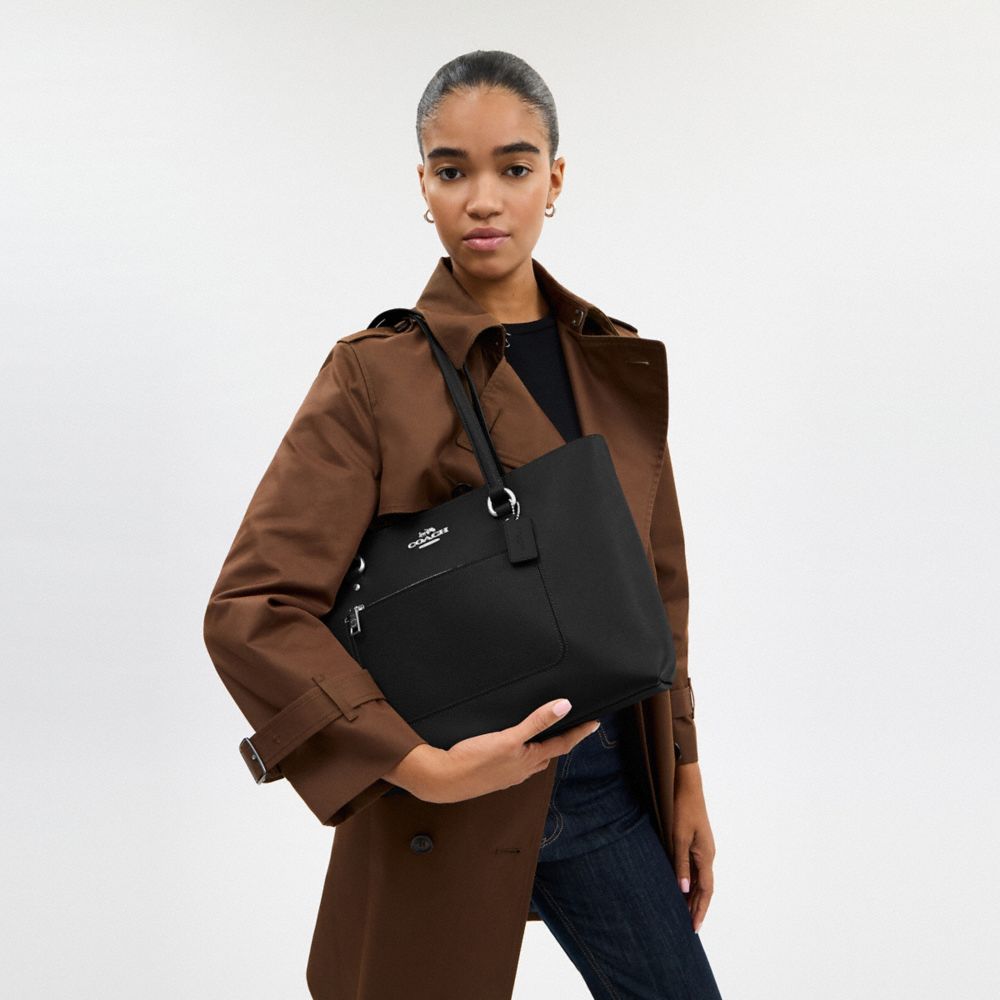 COACH®,Station Tote Bag,Leather,Canvas,Lining Canvas,Mixed Media,Tote,Lined,Gold Metal,Work,,Detail View