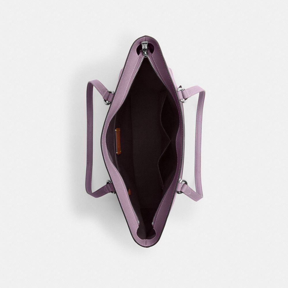 COACH®,CABAS STATION,Cuir Cross-grain,Argent/Jasmin,Inside View,Top View