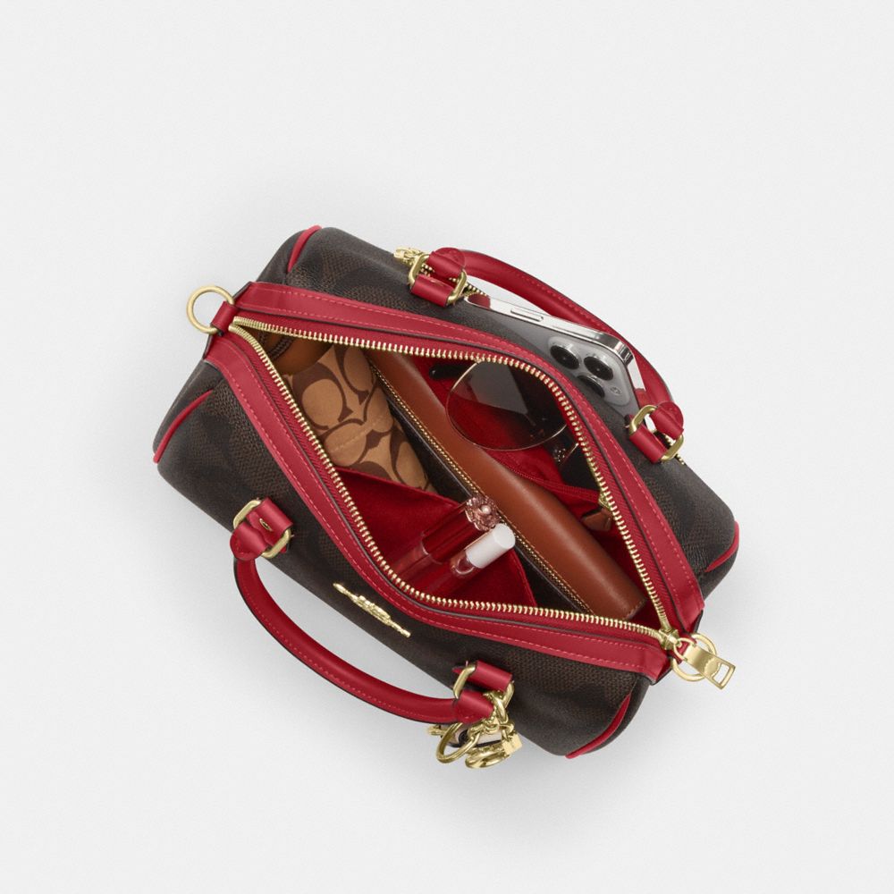 COACH®,Rowan Satchel Bag In Maxi Signature Canvas,,Inside View,Top View