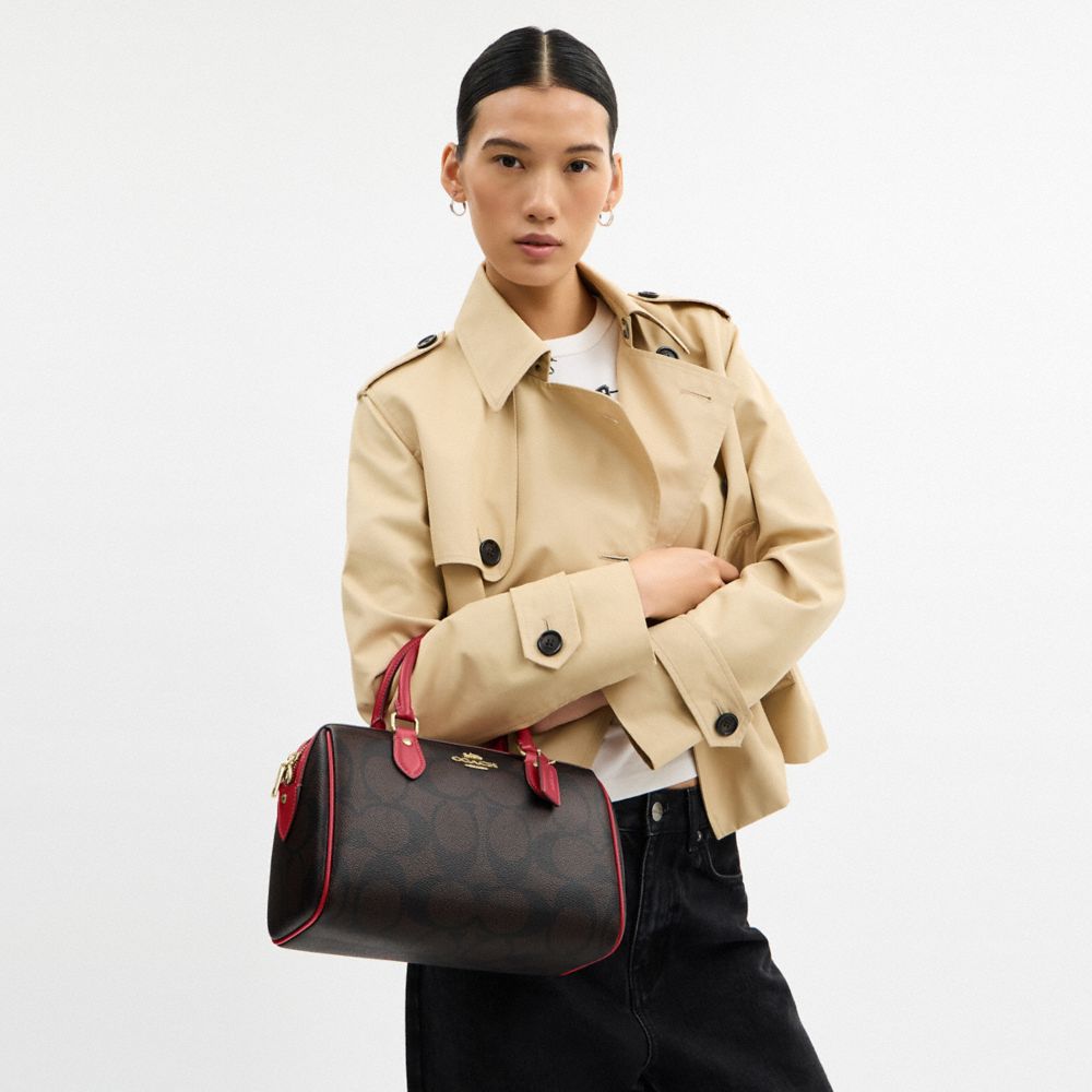 COACH®,Rowan Satchel Bag In Maxi Signature Canvas,,Detail View