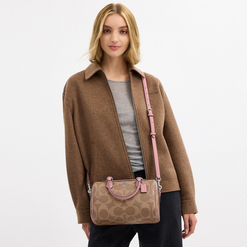 COACH®,Rowan Satchel Bag In Maxi Signature Canvas,Brown