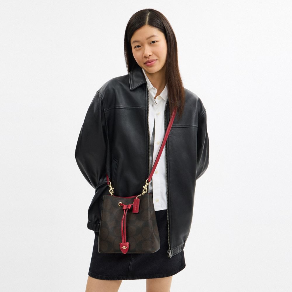 COACH®,Rowan Bucket Bag In Maxi Signature Canvas,Brown