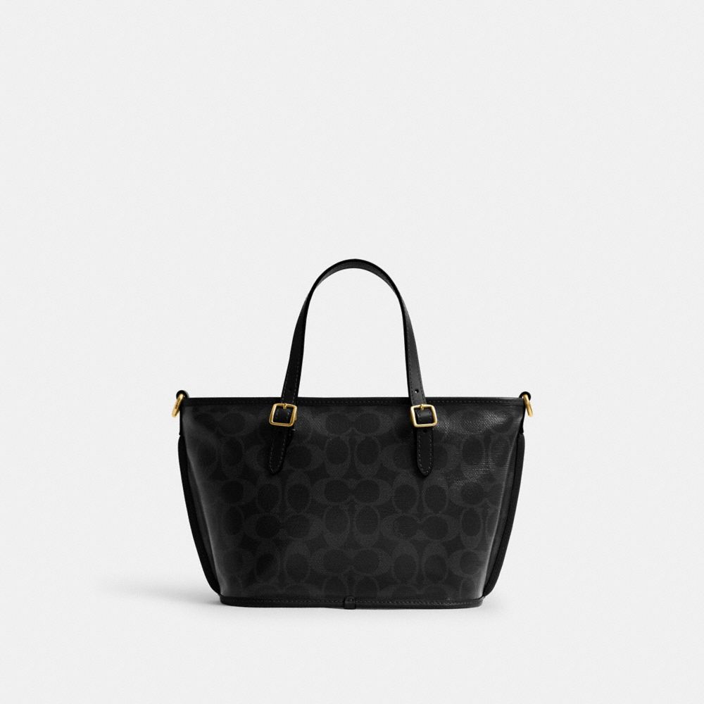 COACH®,タクシー トート バッグ 21・シグネチャー キャンバス,トートバッグ,ﾌﾞﾗｽ/ﾌﾞﾗｯｸ ﾌﾞﾗｯｸ