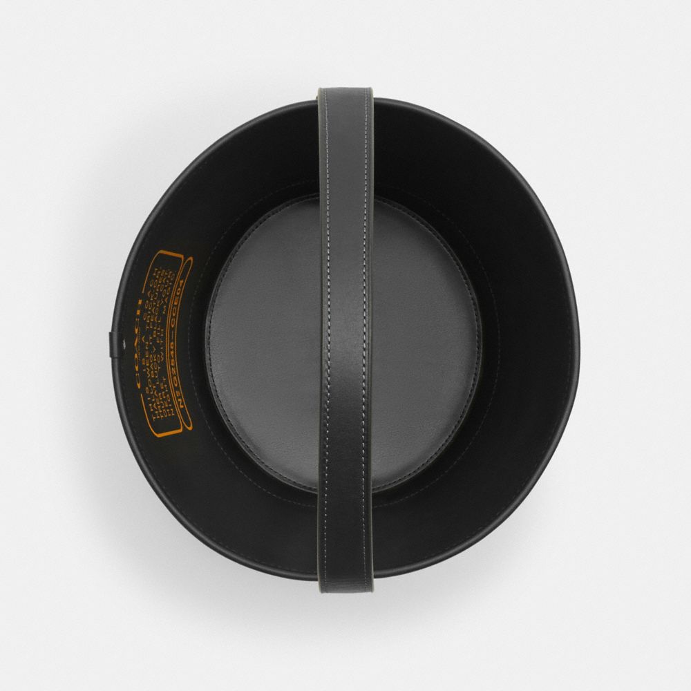 COACH®,Trick Or Treat Bucket With Halloween Cat In Regenerative Cotton,Black,Inside View,Top View