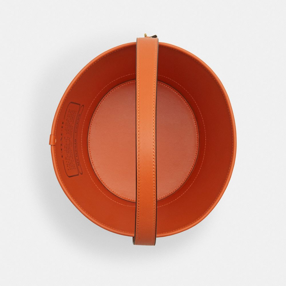 COACH®,Trick Or Treat Bucket With Halloween Pumpkin In Regenerative Cotton,Burnt Orange,Inside View,Top View