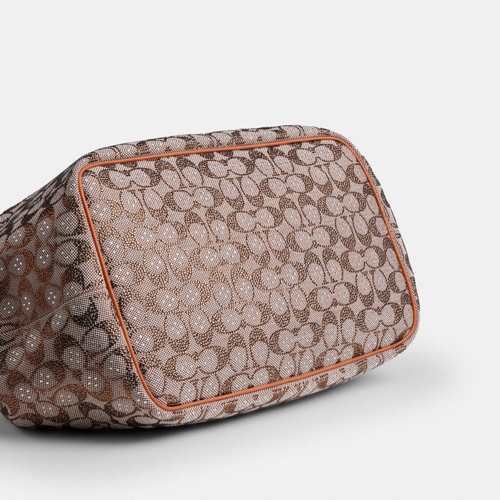 Coach Large Kisslock Frame Bag In Crystal Signature Jacquard