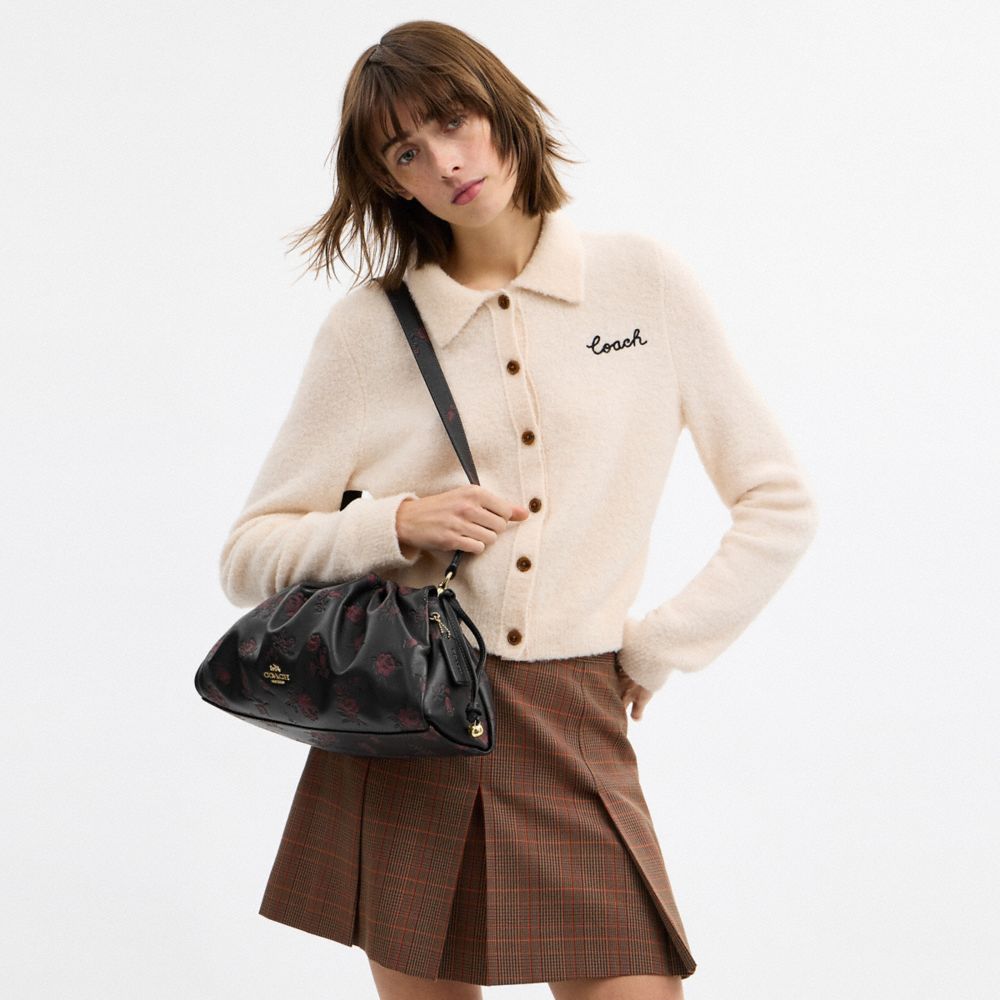 COACH®,Faye Large Shoulder Bag With Floral Print,Black,Detail View