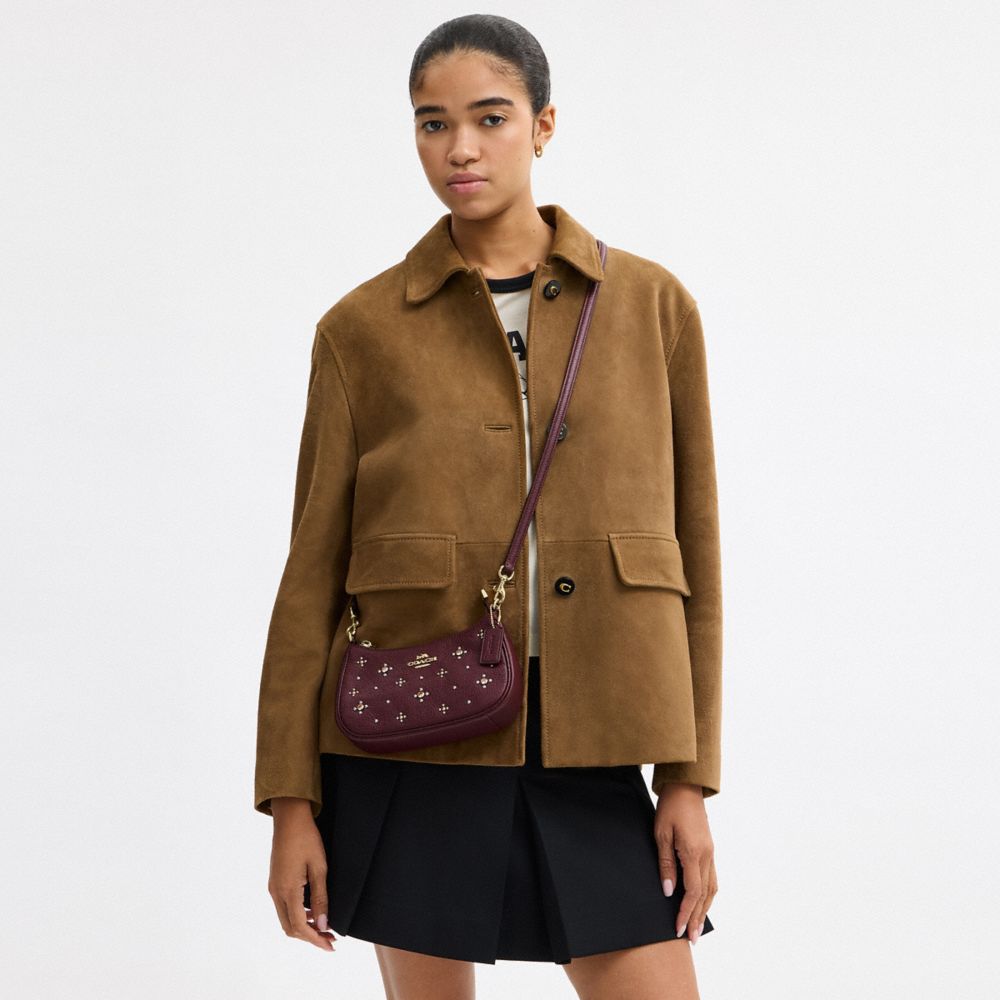 COACH®,Teri Mini Crossbody Bag With Crystals,Maroon