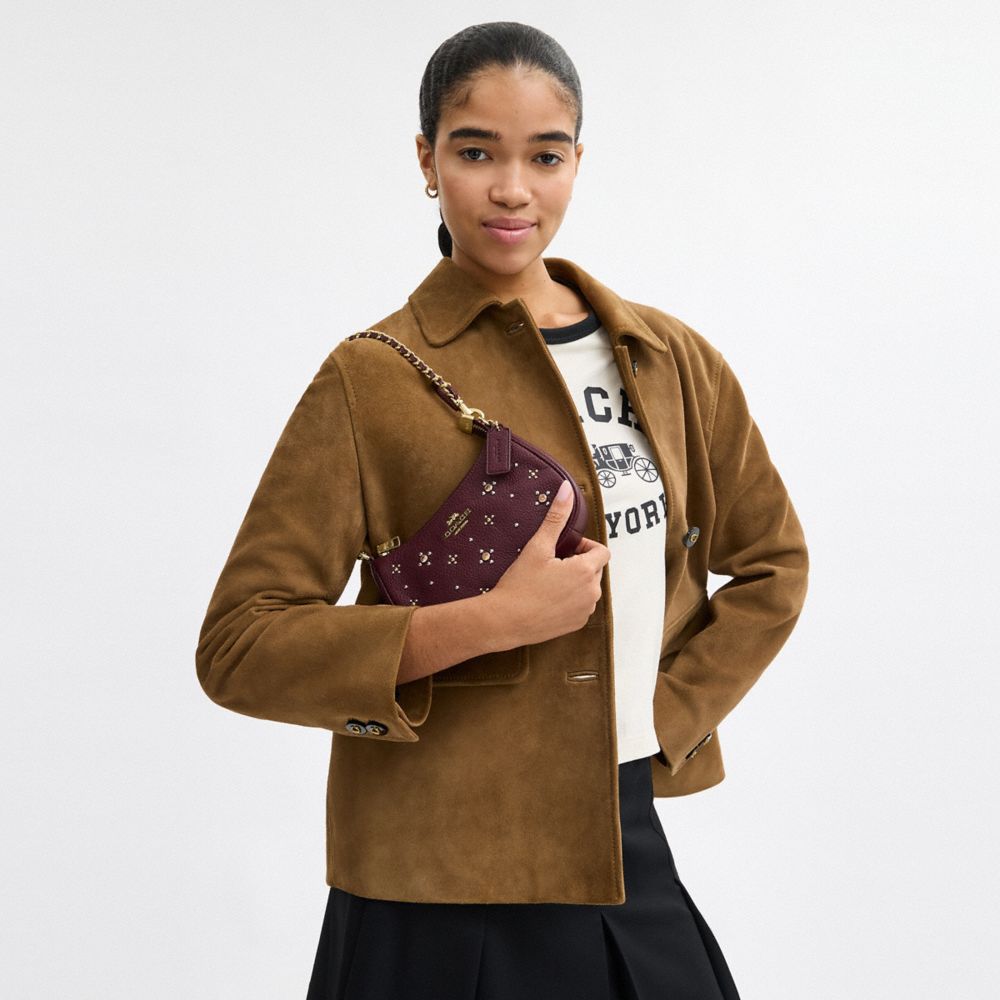 COACH®,Teri Mini Crossbody Bag With Crystals,Maroon,Detail View