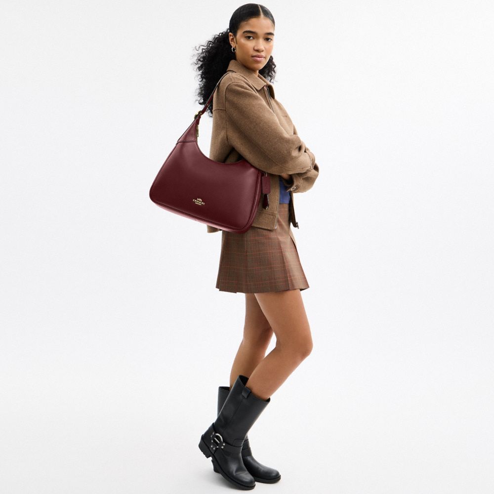 COACH®,SAC ÉPAULE ELLA,Cuir lisse,Im/Bordeaux,Detail View