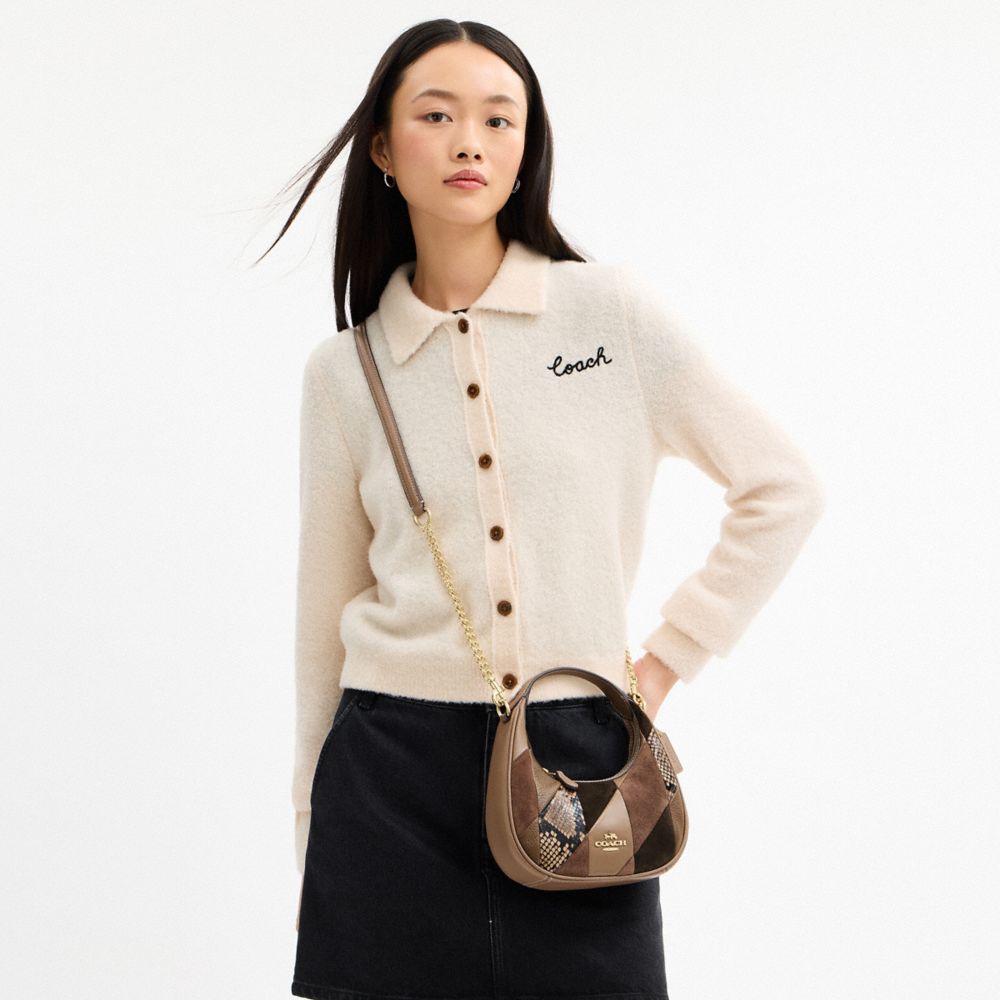 COACH®,Carmen Mini Crossbody Bag With Patchwork,Brown