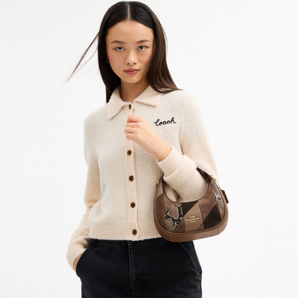 COACH®,Carmen Mini Crossbody Bag With Patchwork,Brown,Detail View