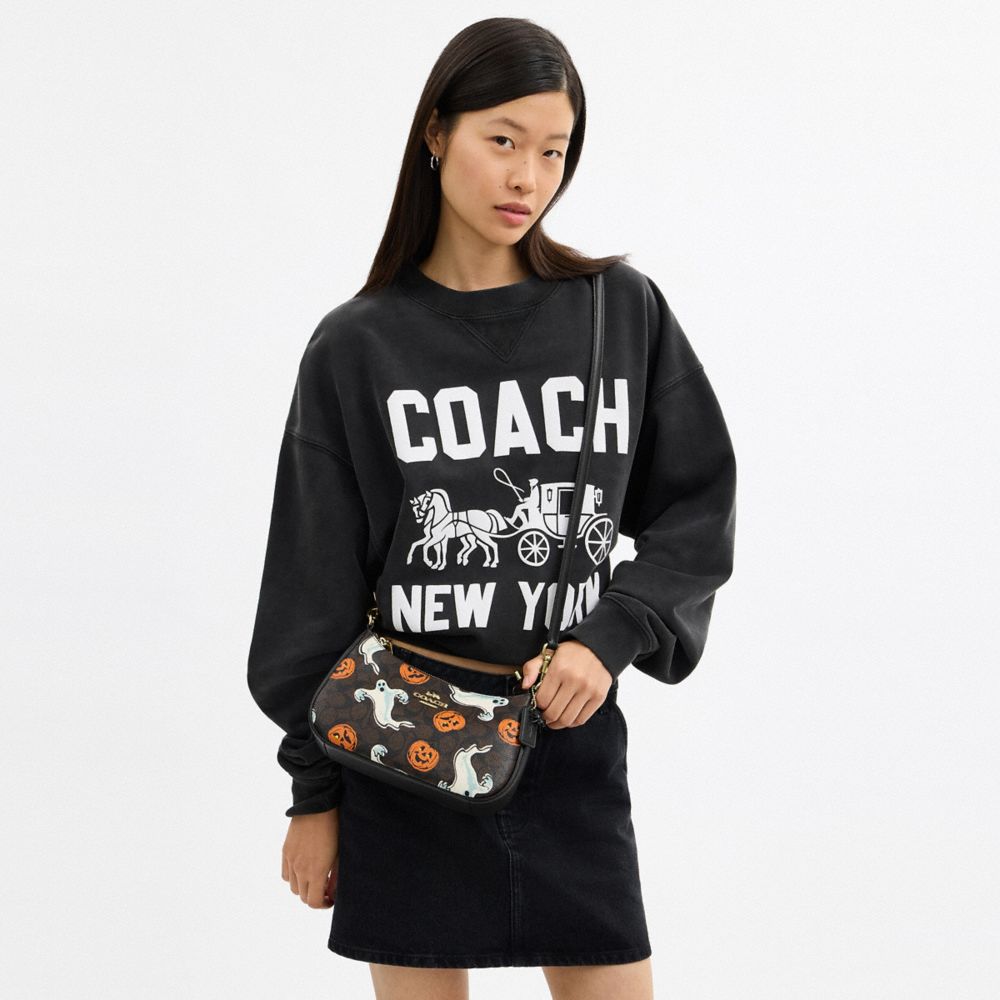 COACH®,Teri Shoulder Bag In Signature Canvas With Halloween Print,Black