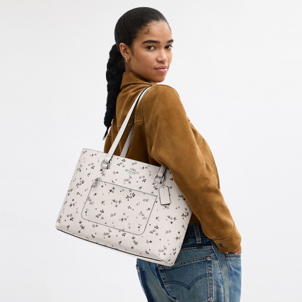 COACH®,Station Tote Bag With Star Print,White,Detail View