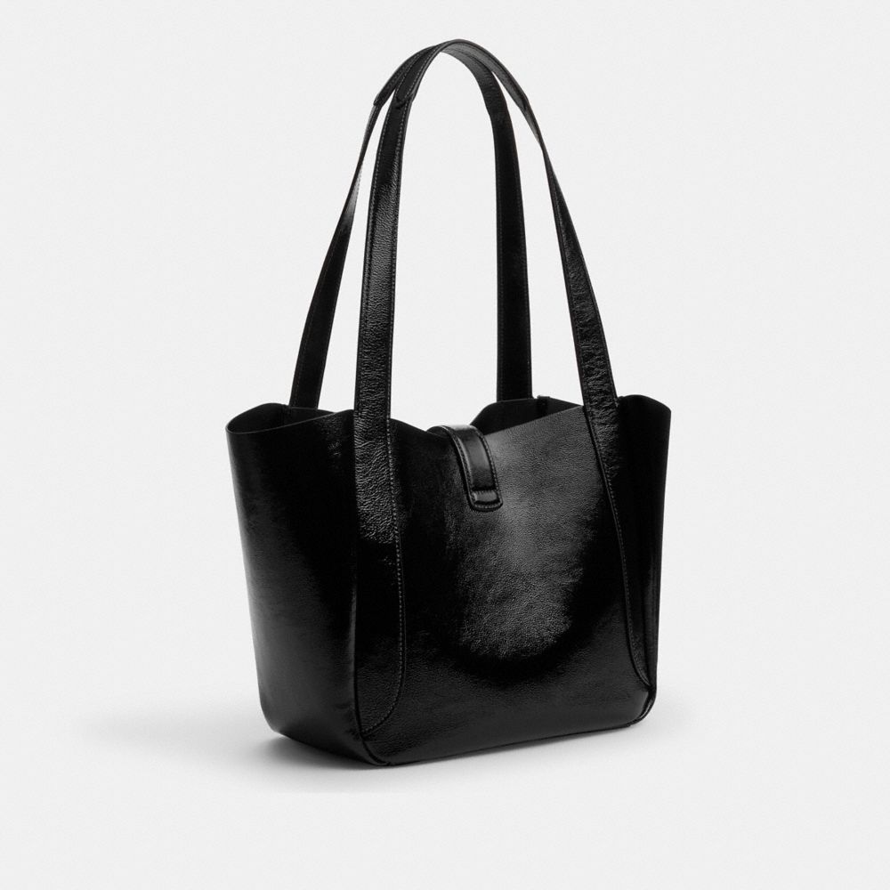 COACH®,Hadley Turnlock Tote Bag,Black,Angle View